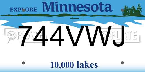744VWJ Minnesota License Plate