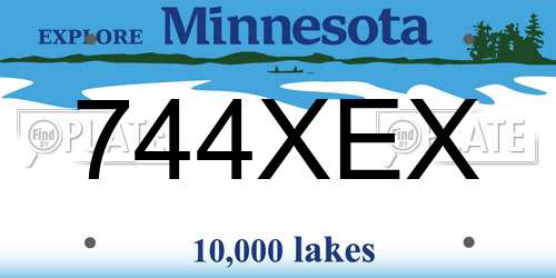 744XEX Minnesota License Plate