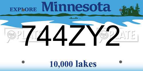 744ZY2 Minnesota License Plate