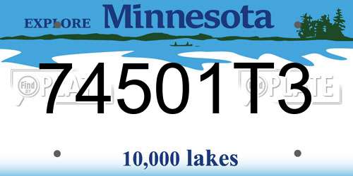 74501T3 Minnesota License Plate