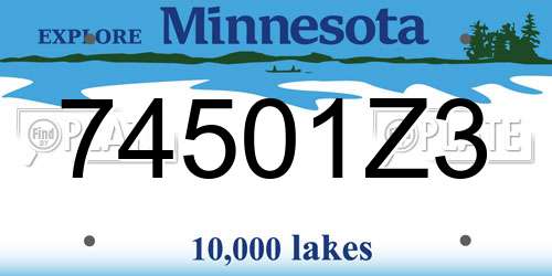 74501Z3 Minnesota License Plate