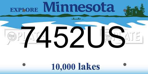 7452US Minnesota License Plate