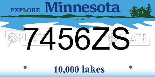 7456ZS Minnesota License Plate