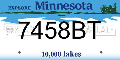 7458BT Minnesota License Plate