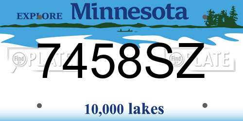 7458SZ Minnesota License Plate