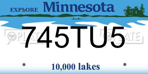 745TU5 Minnesota License Plate