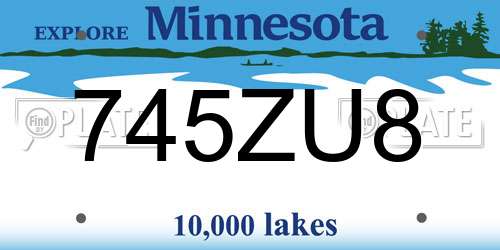 745ZU8 Minnesota License Plate