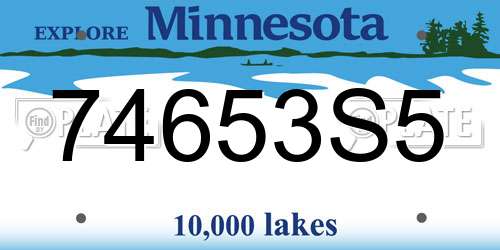 74653S5 Minnesota License Plate