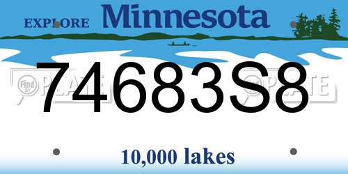 74683S8 Minnesota License Plate
