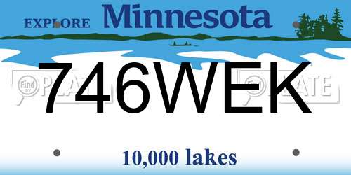 746WEK Minnesota License Plate