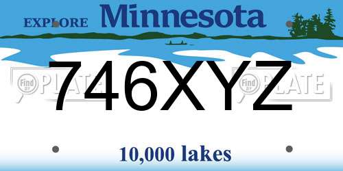746XYZ Minnesota License Plate