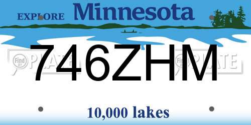 746ZHM Minnesota License Plate