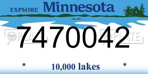 7470042 Minnesota License Plate