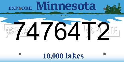 74764T2 Minnesota License Plate