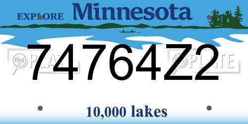 74764Z2 Minnesota License Plate