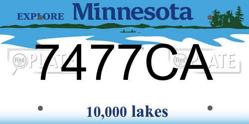 7477CA Minnesota License Plate