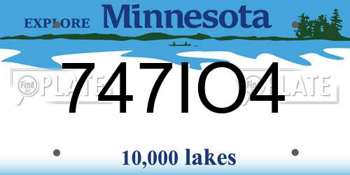 747IO4 Minnesota License Plate