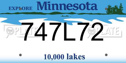 747L72 Minnesota License Plate