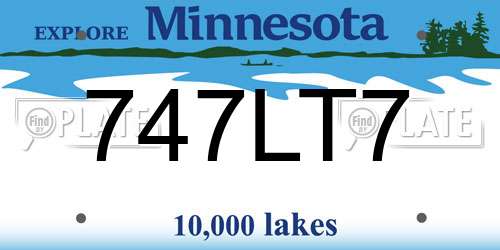 747LT7 Minnesota License Plate