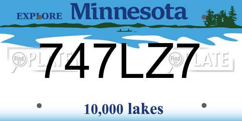 747LZ7 Minnesota License Plate