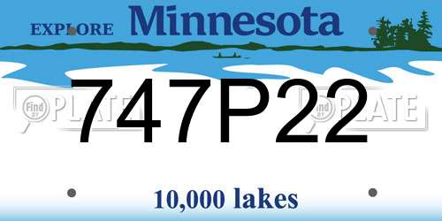 747P22 Minnesota License Plate