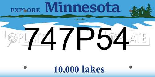 747P54 Minnesota License Plate