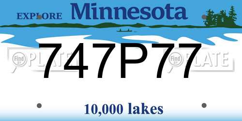 747P77 Minnesota License Plate