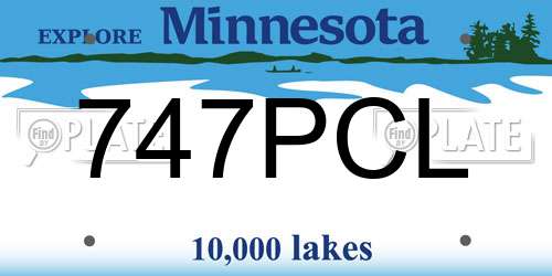 747PCL Minnesota License Plate