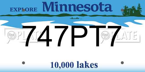 747PT7 Minnesota License Plate