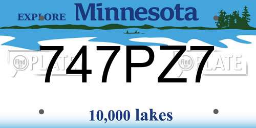 747PZ7 Minnesota License Plate