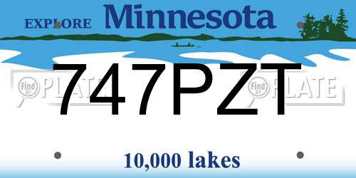 747PZT Minnesota License Plate