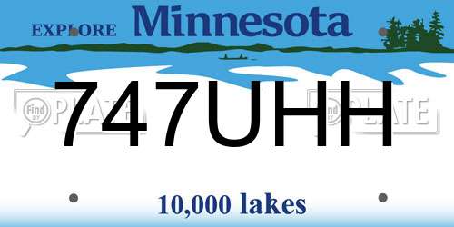 747UHH Minnesota License Plate