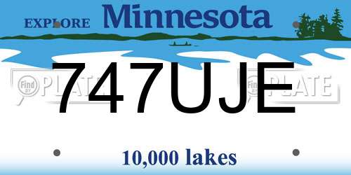 747UJE Minnesota License Plate