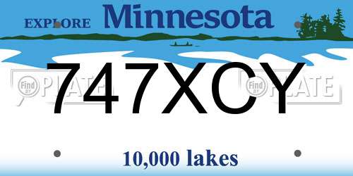 747XCY Minnesota License Plate