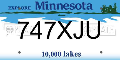 747XJU Minnesota License Plate