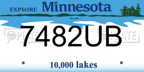 7482UB Minnesota License Plate