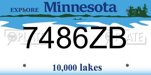 7486ZB Minnesota License Plate