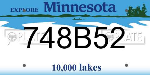 748B52 Minnesota License Plate
