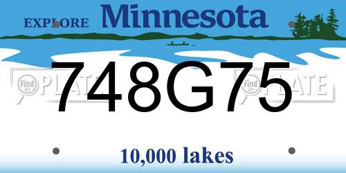 748G75 Minnesota License Plate