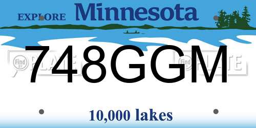 748GGM Minnesota License Plate