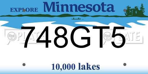 748GT5 Minnesota License Plate