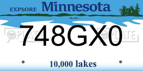 748GX0 Minnesota License Plate