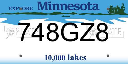 748GZ8 Minnesota License Plate