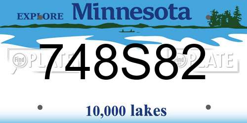748S82 Minnesota License Plate