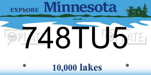748TU5 Minnesota License Plate