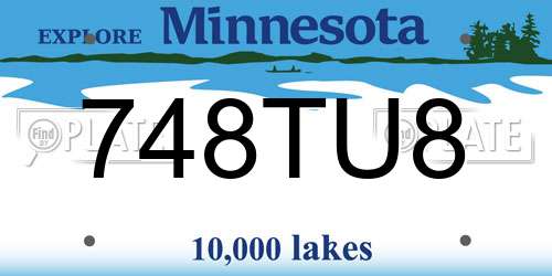 748TU8 Minnesota License Plate