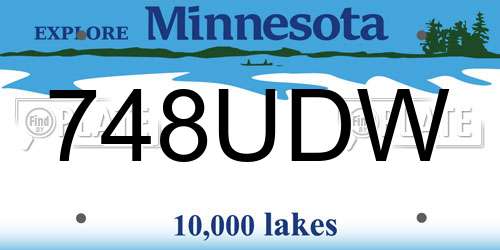 748UDW Minnesota License Plate