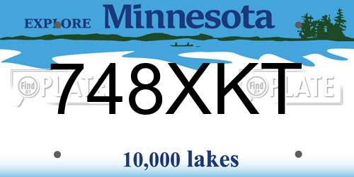 748XKT Minnesota License Plate