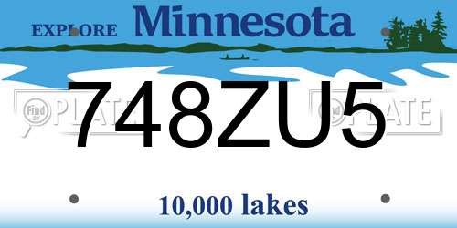 748ZU5 Minnesota License Plate