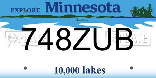 748ZUB Minnesota License Plate